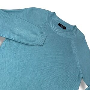 Weekend MaxMara‎ Women's Crewneck Knit Sweater Aqua Blue Raglan Cotton